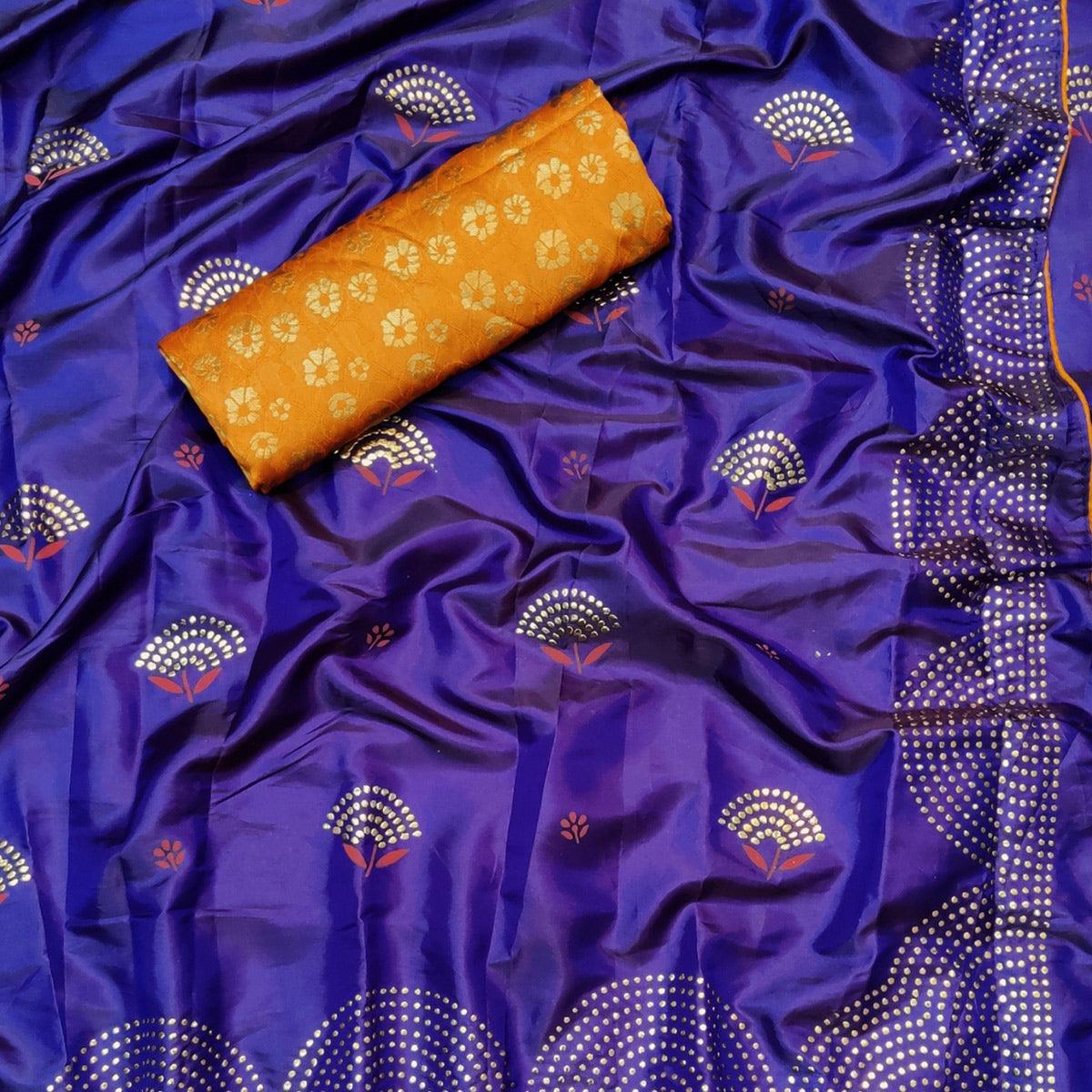 Exceptional Royal Blue Colored Festive Wear Woven Two Tone Sana Silk Saree
