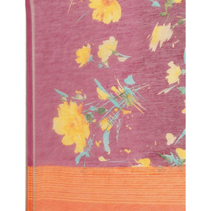 Exceptional Wine Colored Casual Wear Printed Cotton Blend Saree