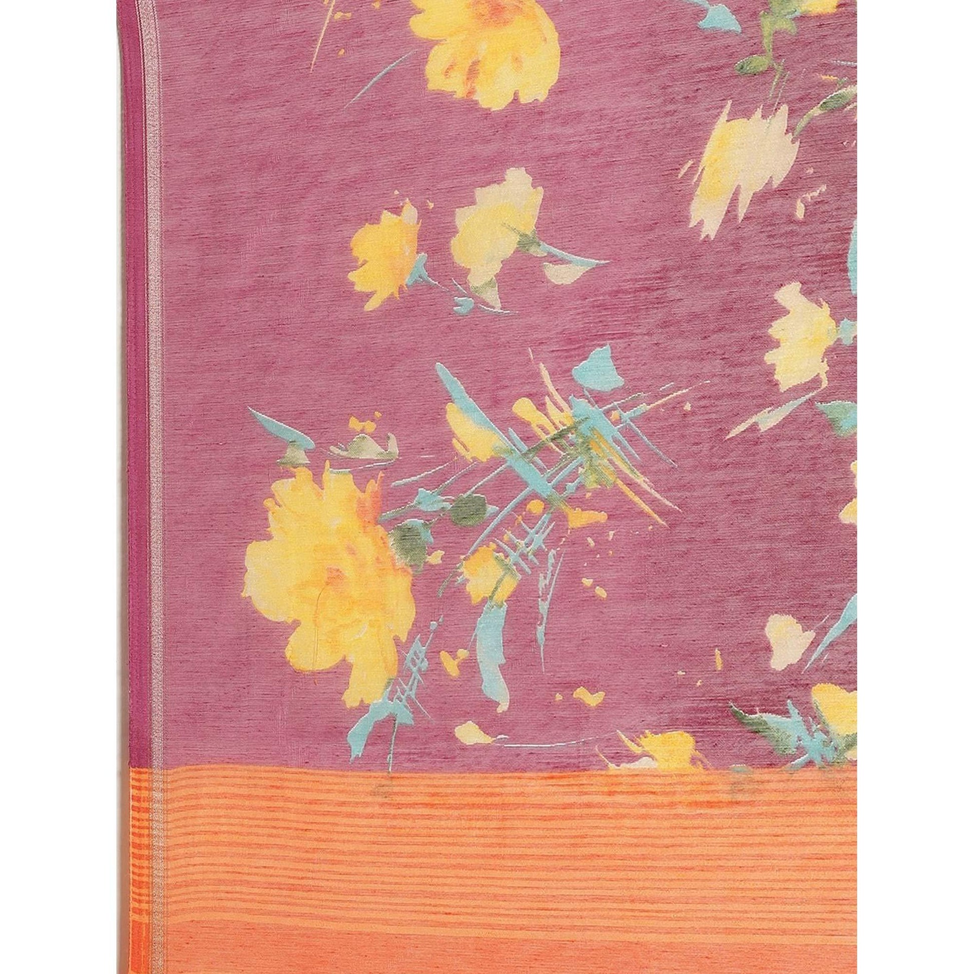 Exceptional Wine Colored Casual Wear Printed Cotton Blend Saree