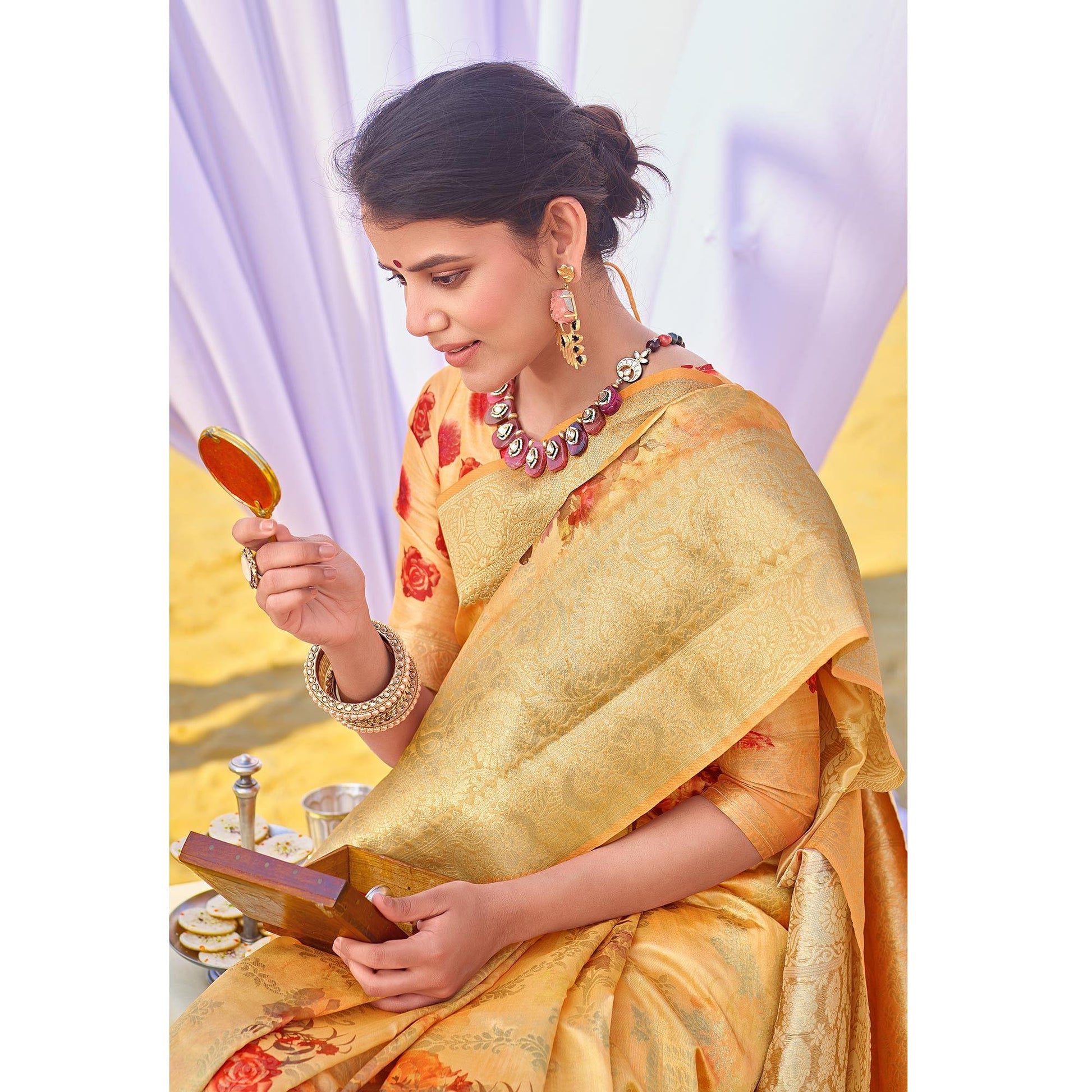 Exceptional Yellow Colored Festive Wear Woven Silk Saree