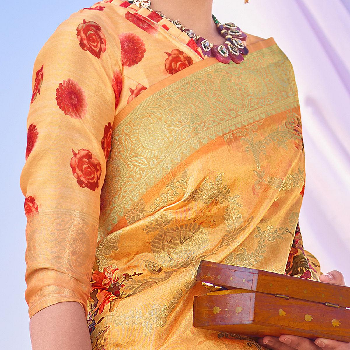 Exceptional Yellow Colored Festive Wear Woven Silk Saree