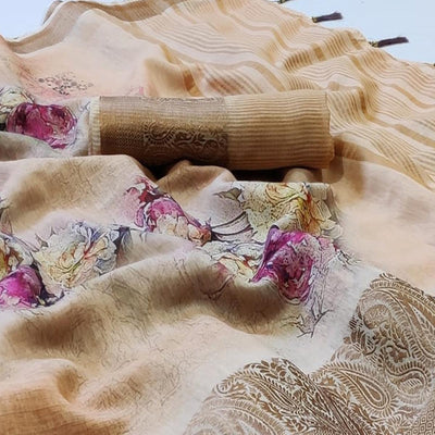 Exclusive Beige Colored Festive Wear Woven Banarasi Silk Saree