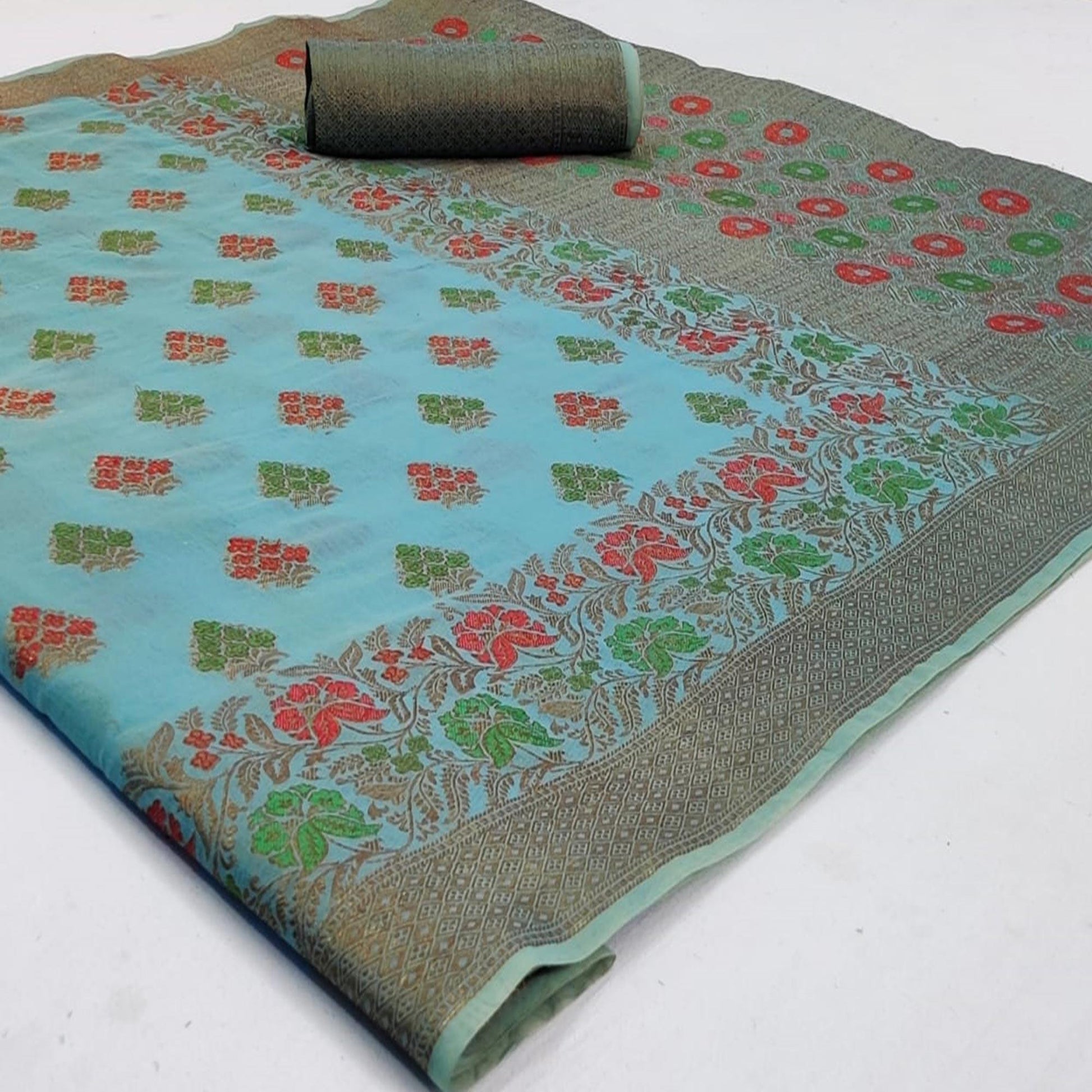 Exclusive Blue Colored Festive Wear Woven Cotton Saree