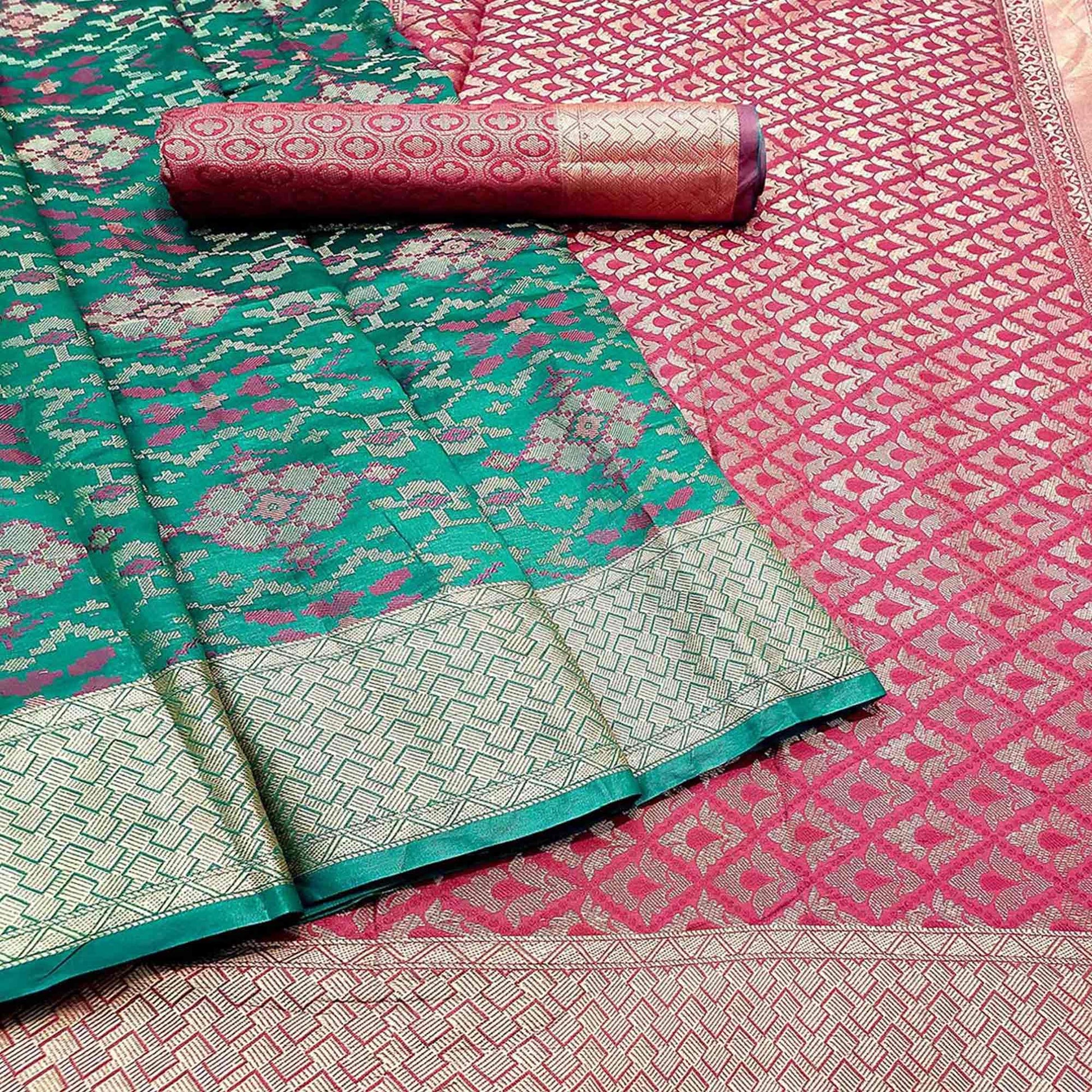 Exclusive Green Colored Festive Wear Woven Banarasi Silk Saree