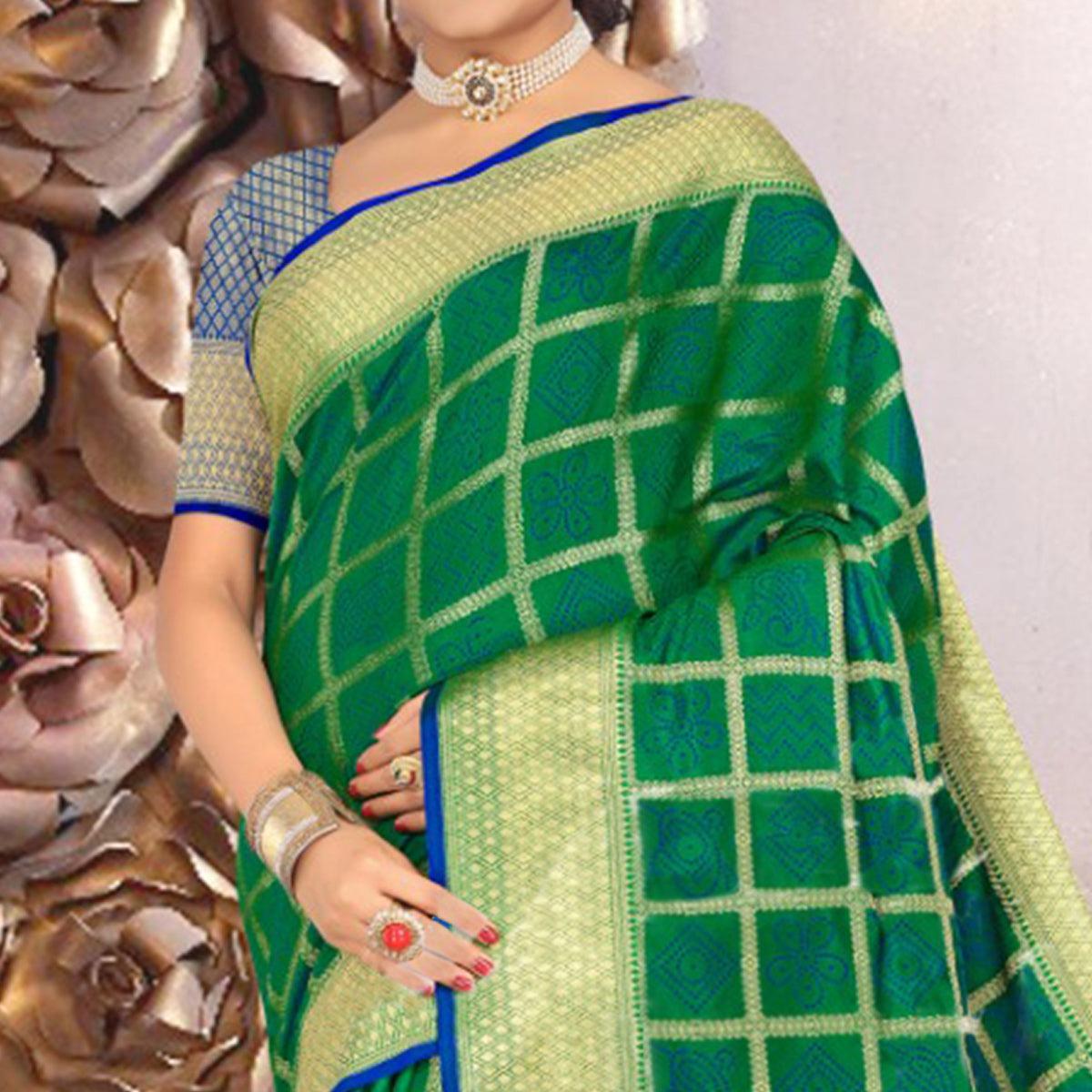 Exclusive Green Colored Festive Wear Woven Banarasi Silk Saree