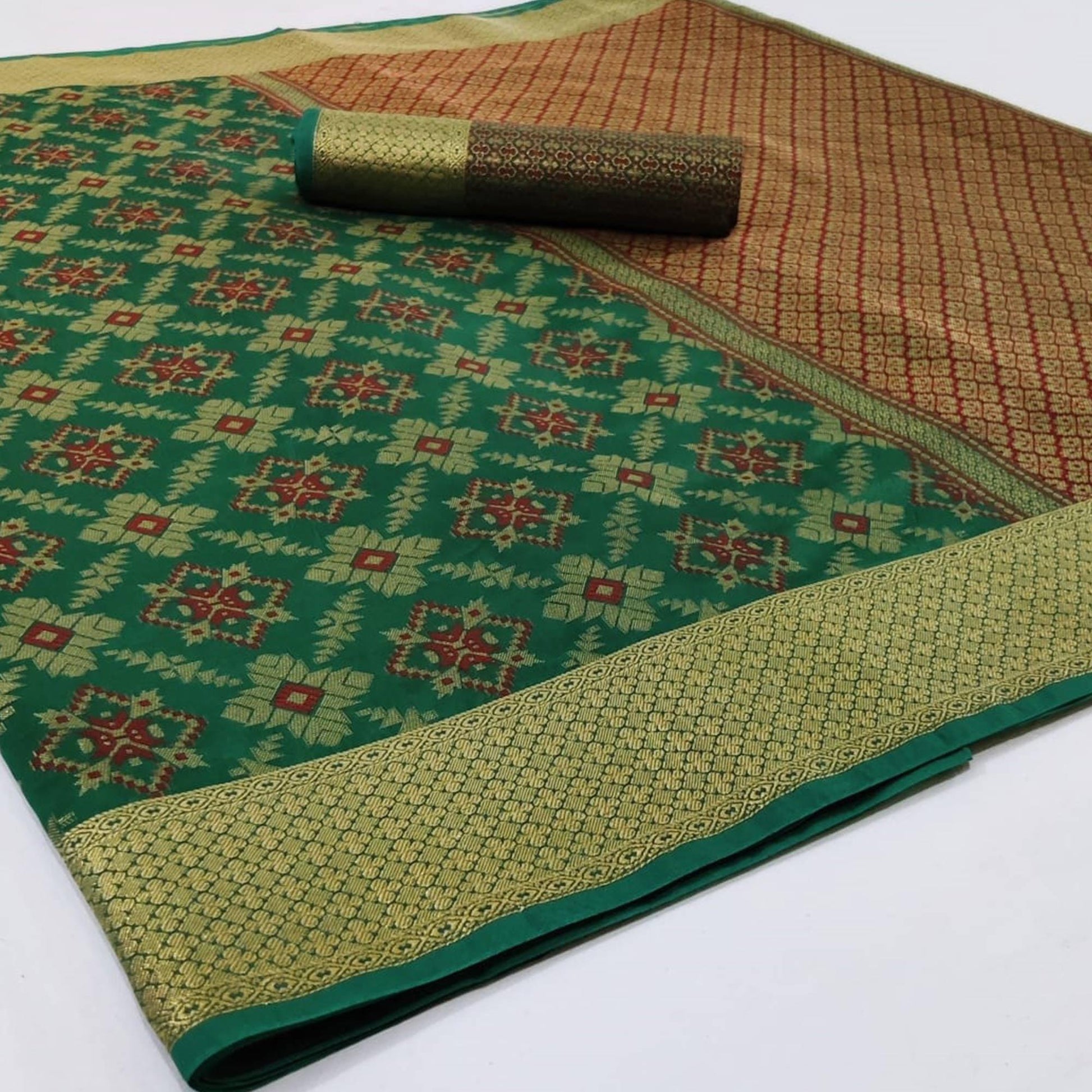 Exclusive Green Colored Festive Wear Woven Silk Saree