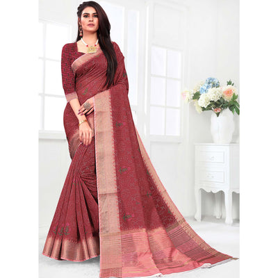 Exclusive Maroon Colored Festive Wear Woven Banarasi Silk Saree