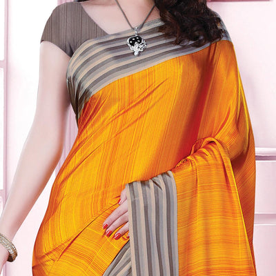 Exclusive Mustard Coloured Casual Wear Printed Crepe Saree