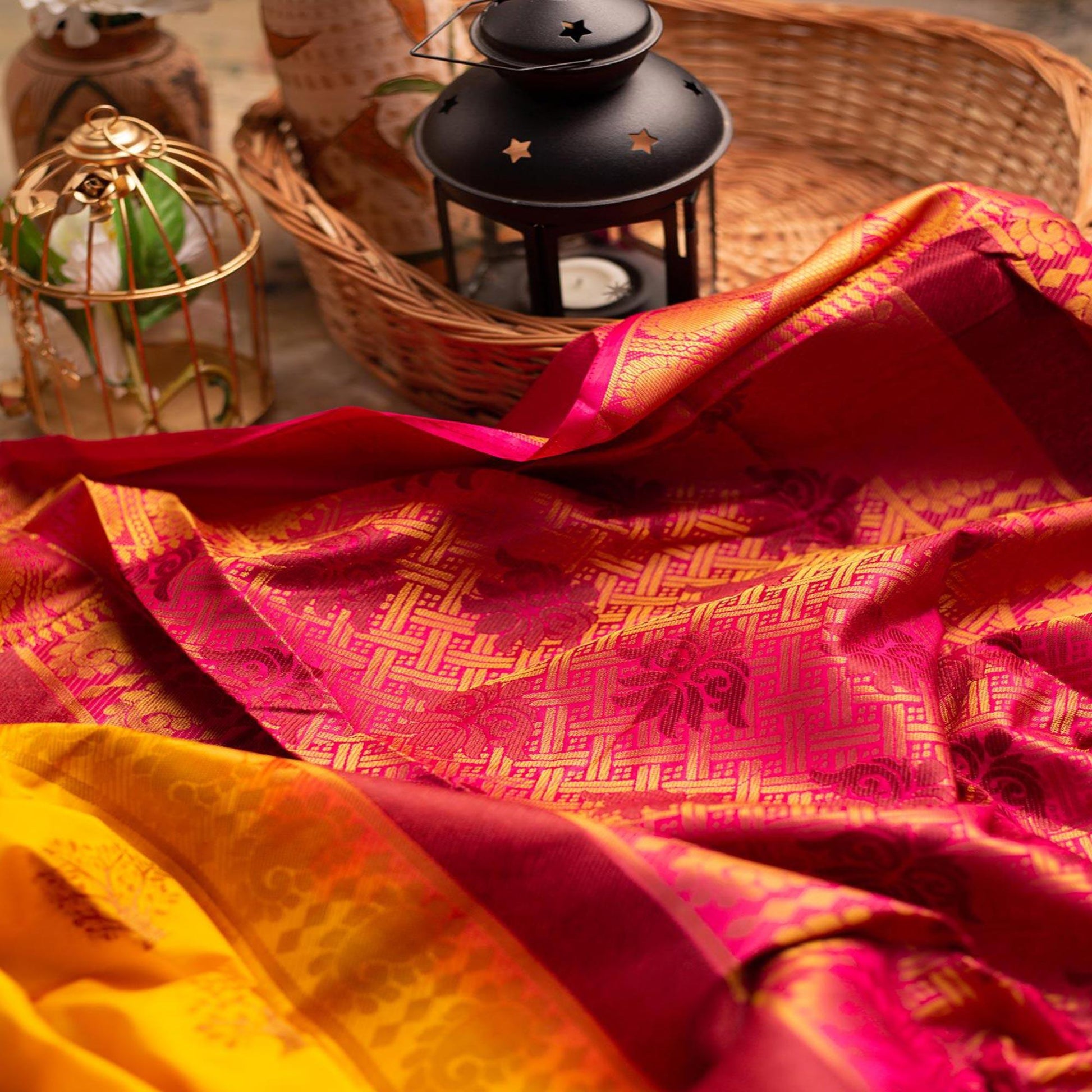Exclusive Orange Colored Festive Wear Woven Art Silk Saree
