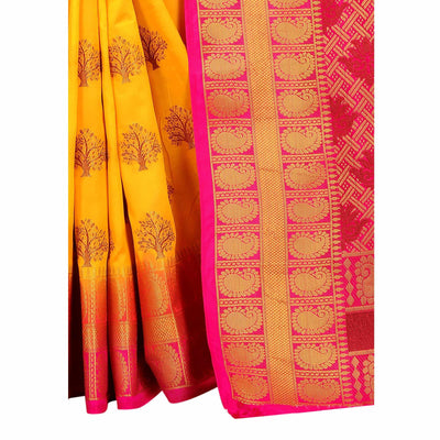 Exclusive Orange Colored Festive Wear Woven Art Silk Saree