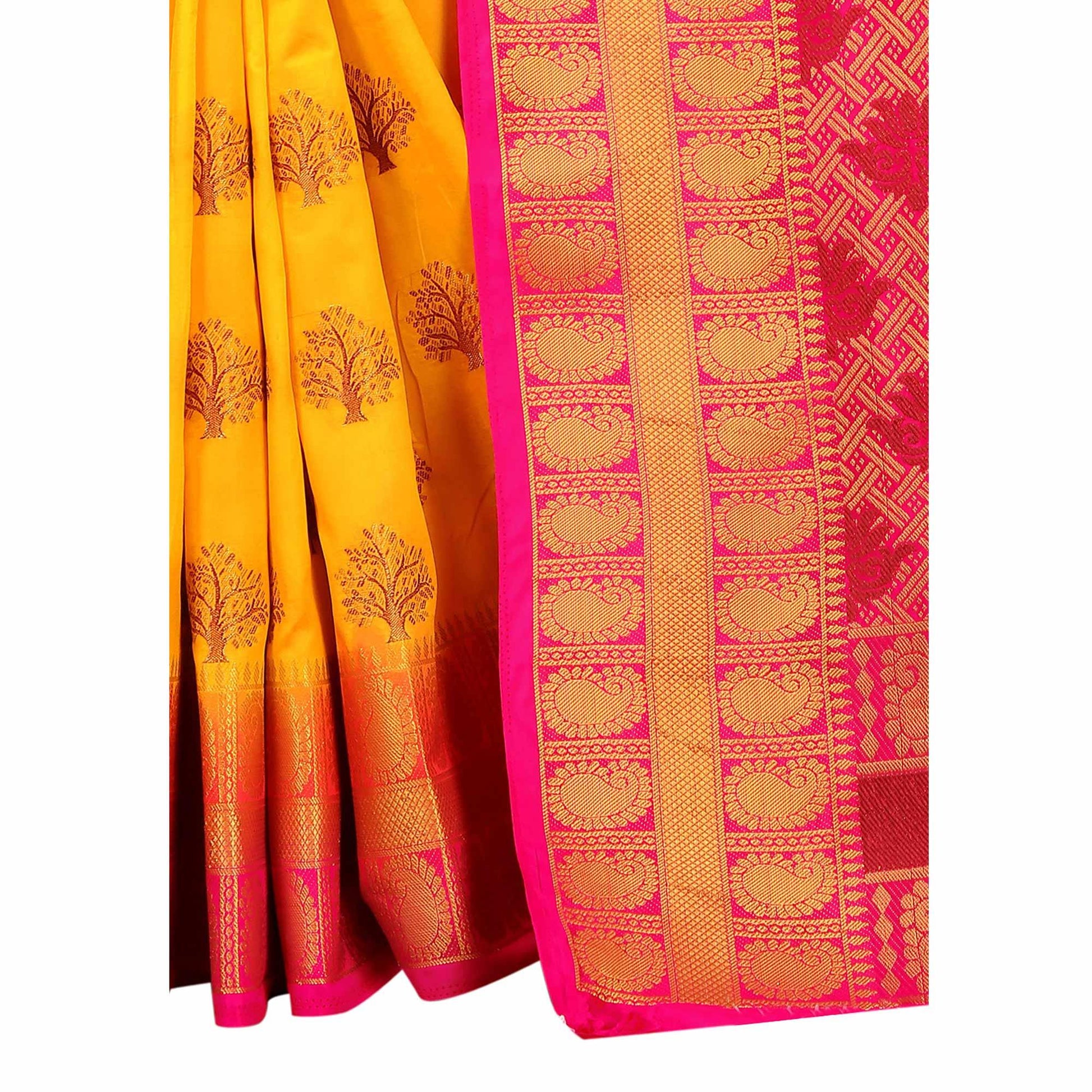 Exclusive Orange Colored Festive Wear Woven Art Silk Saree