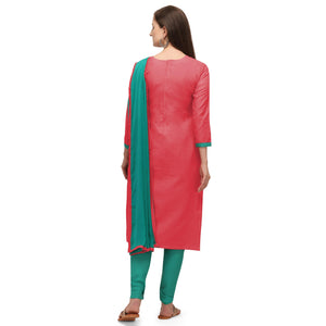 Exclusive Peach Coloured Embroidered Casual Wear Cotton Dress Material