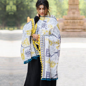 Exclusive White Colored Embroidered Cotton Dupatta