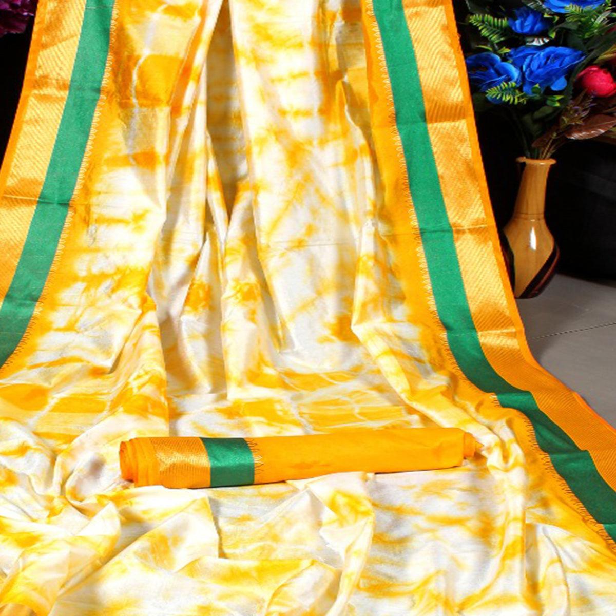 Exclusive Yellow Colored Festive Wear Woven Silk Saree