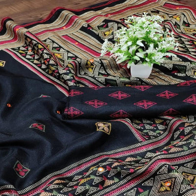 Exotic Black Coloured Casual Wear Printed Cotton Jute Saree