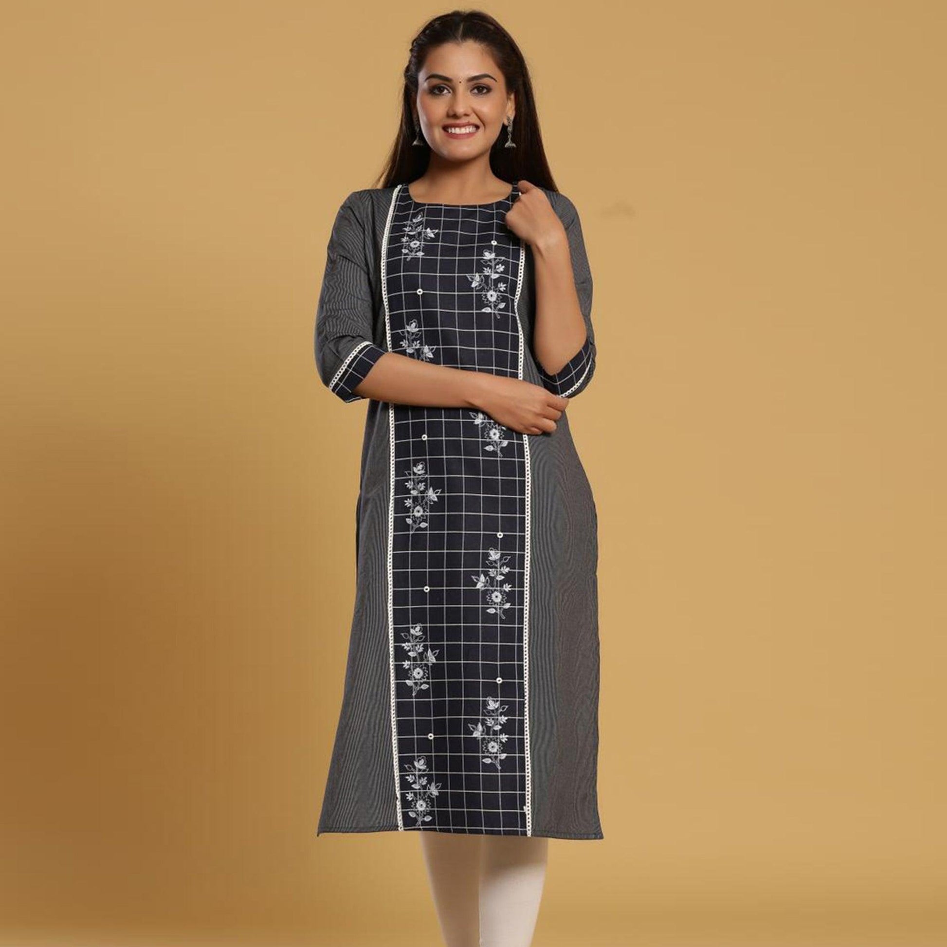 Exotic Dark Grey Colored Casual Wear Printed Cotton Kurti