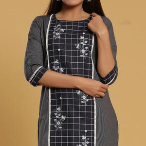 Exotic Dark Grey Colored Casual Wear Printed Cotton Kurti