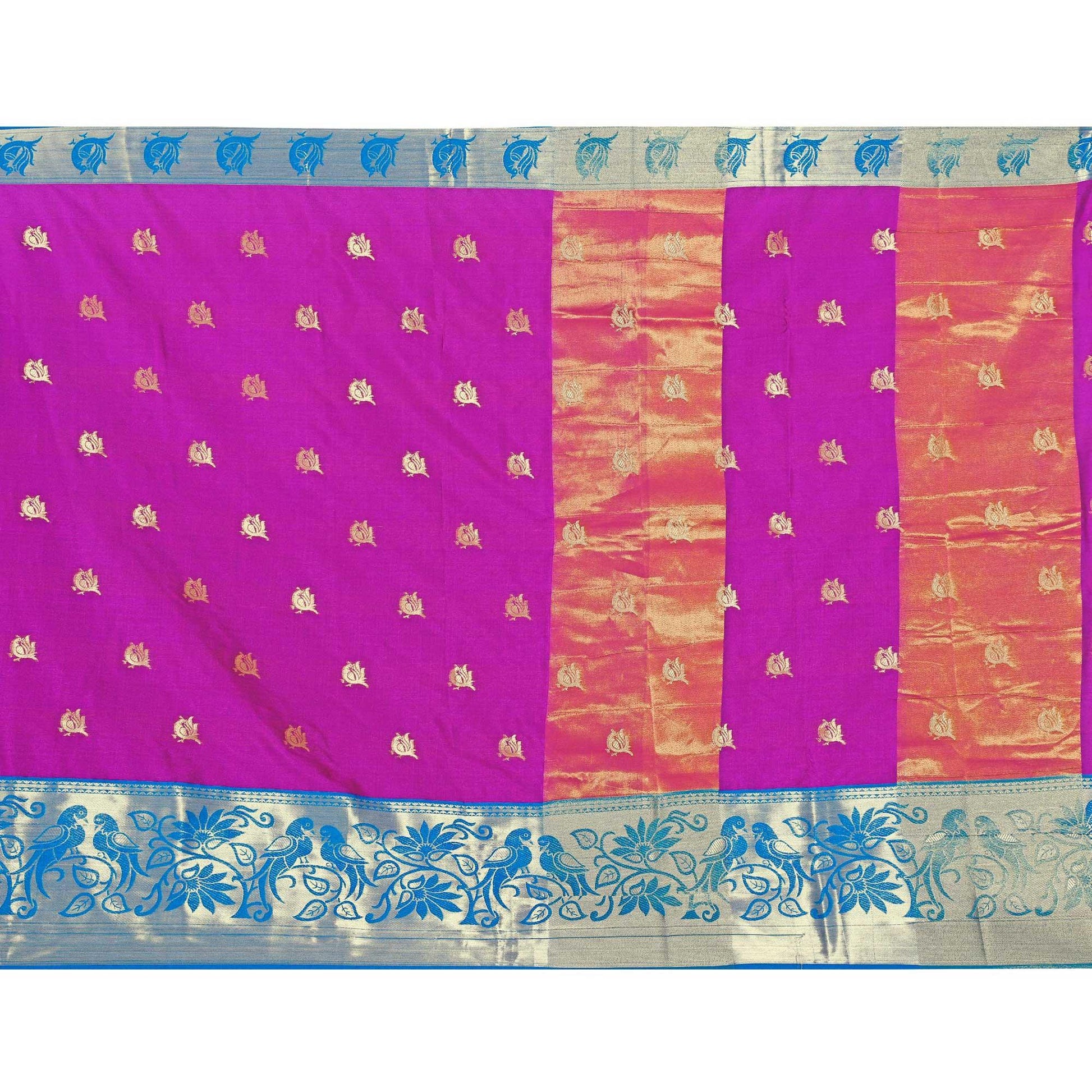 Exotic Dark Pink Colored Festive Wear Woven Cotton Silk Saree