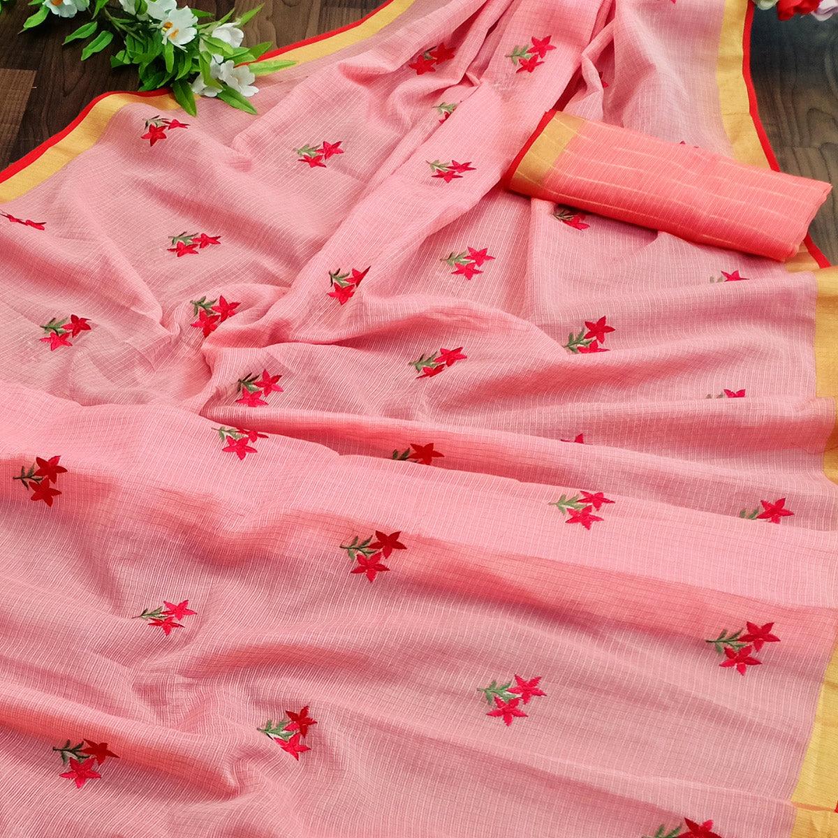 Exotic Gajari Colored Festive Wear Woven Silk Saree