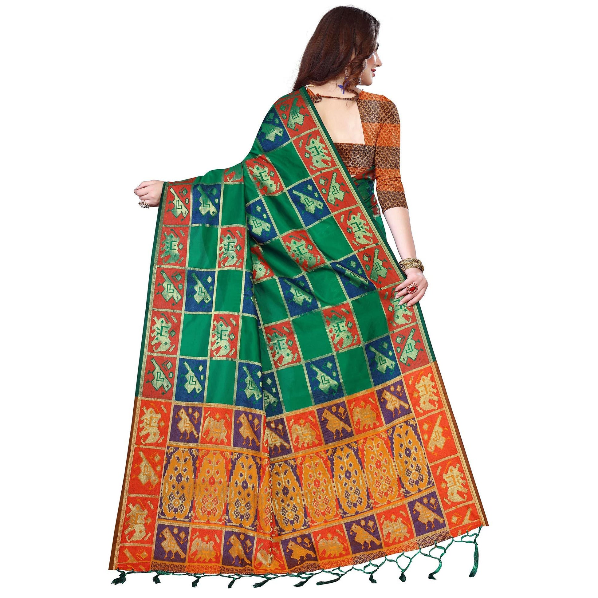 Exotic Green Colored Festive Wear Woven Silk Saree