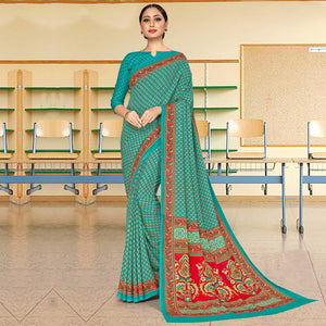 Exotic Green Coloured Casual Wear Printed Crepe Saree