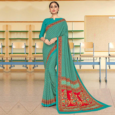 Exotic Green Coloured Casual Wear Printed Crepe Saree