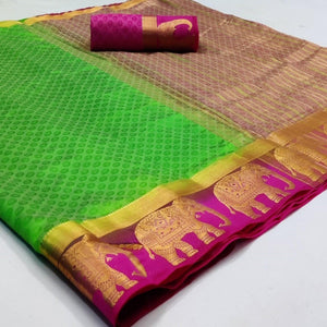 Exotic Green Coloured Festive Wear Woven Art Silk Saree