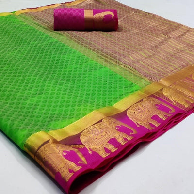 Exotic Green Coloured Festive Wear Woven Art Silk Saree