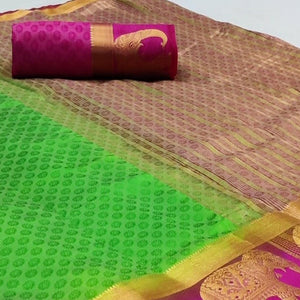 Exotic Green Coloured Festive Wear Woven Art Silk Saree