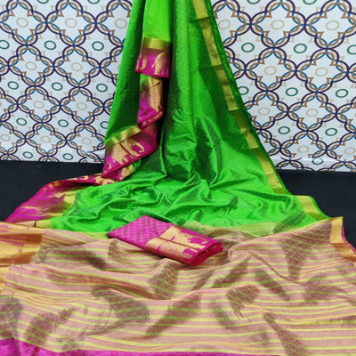 Exotic Green Coloured Festive Wear Woven Art Silk Saree