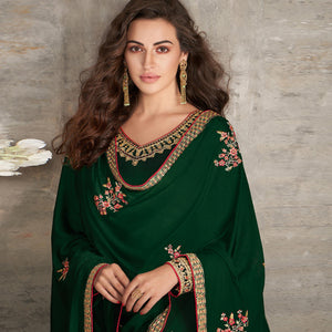 Exotic Green Coloured Partywear Designer Heavy Rangoli Georgette Palazzo Suit