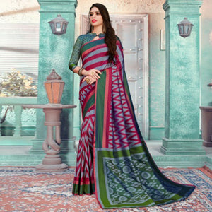 Exotic Grey-Maroon Colored Festive Wear Printed Cotton Silk Saree With Tassels
