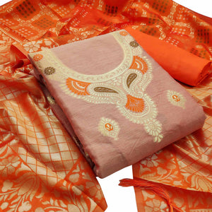Exotic Mauve Colored Festive Wear Woven Banarasi Silk Dress Material