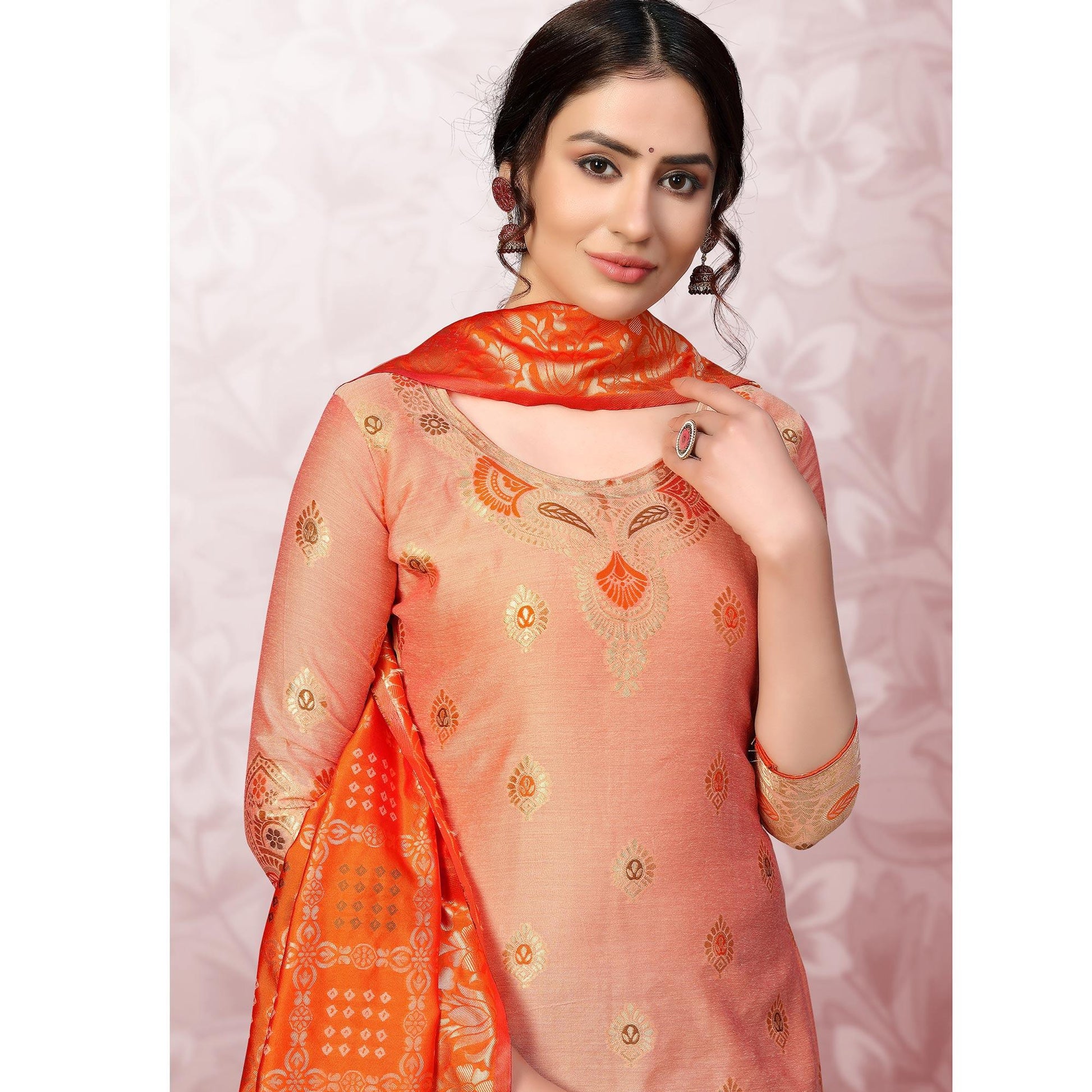 Exotic Mauve Colored Festive Wear Woven Banarasi Silk Dress Material