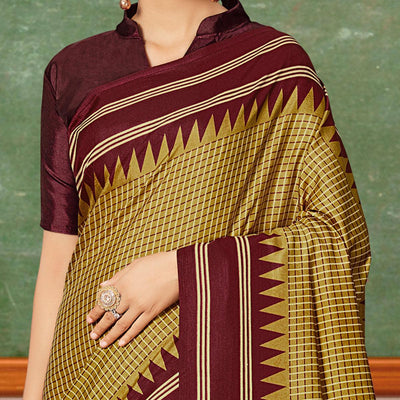 Exotic Mustard Coloured Casual Wear Printed Art Silk Saree