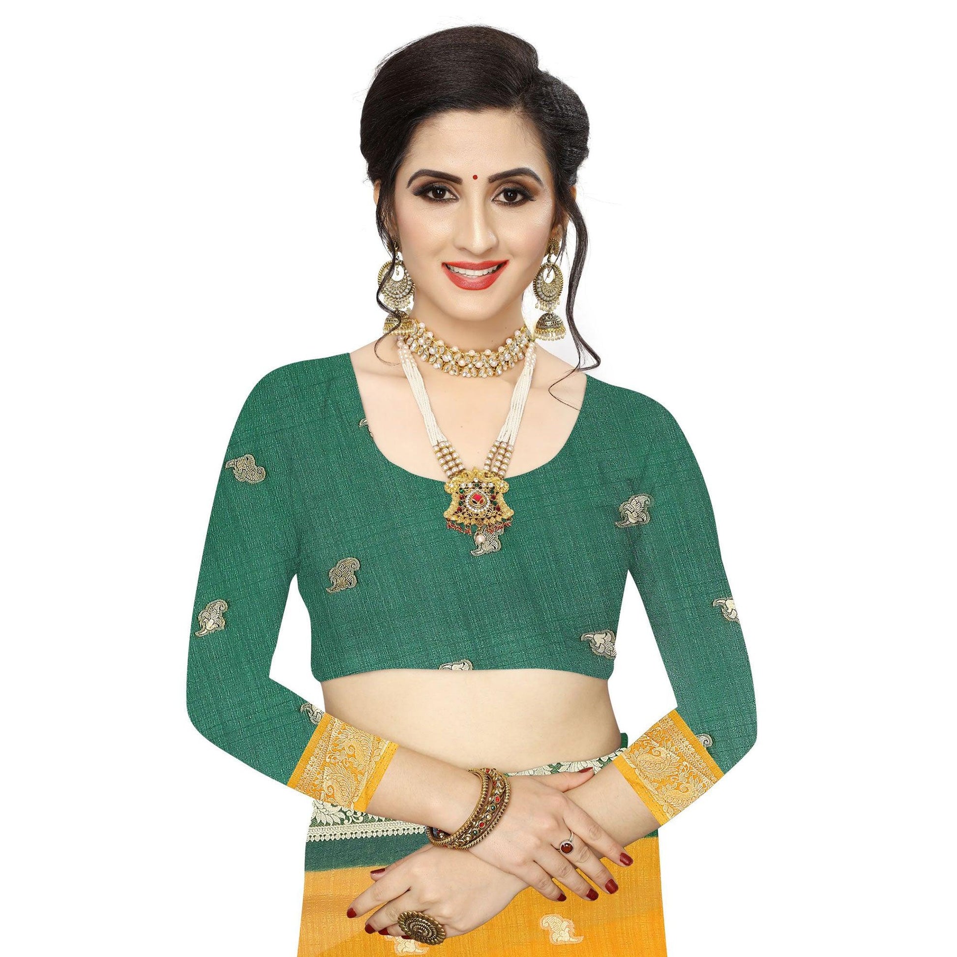Exotic Mustard Yellow Colored Festive Wear Woven Vichitra Silk Saree