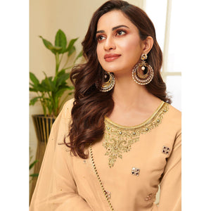 Exotic Mustard Yellow Coloured Partywear Gota Work Georgette Palazzo Suit