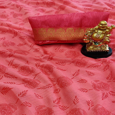 Exotic Peach Coloured Casual Wear Printed Art Silk Saree