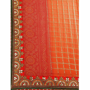 Exotic Pink & Orange Coloured Partywear Embroidered Georgette Saree