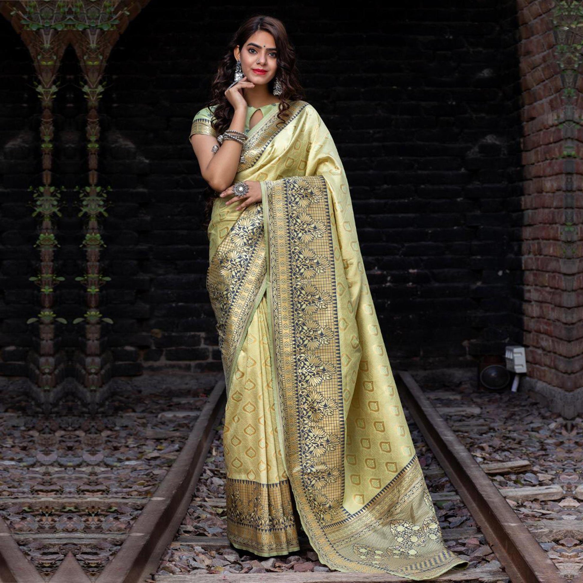 Exotic Pista Colored Festive Wear Woven Banarasi Silk Saree