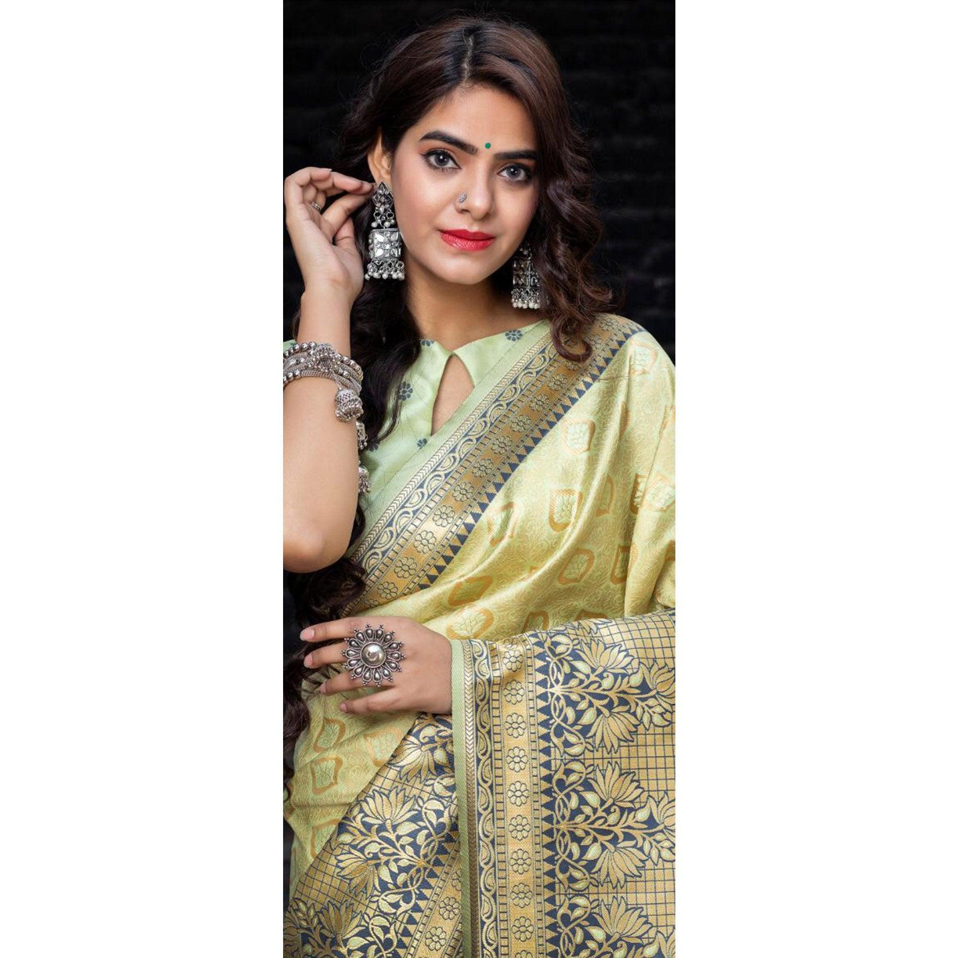 Exotic Pista Colored Festive Wear Woven Banarasi Silk Saree