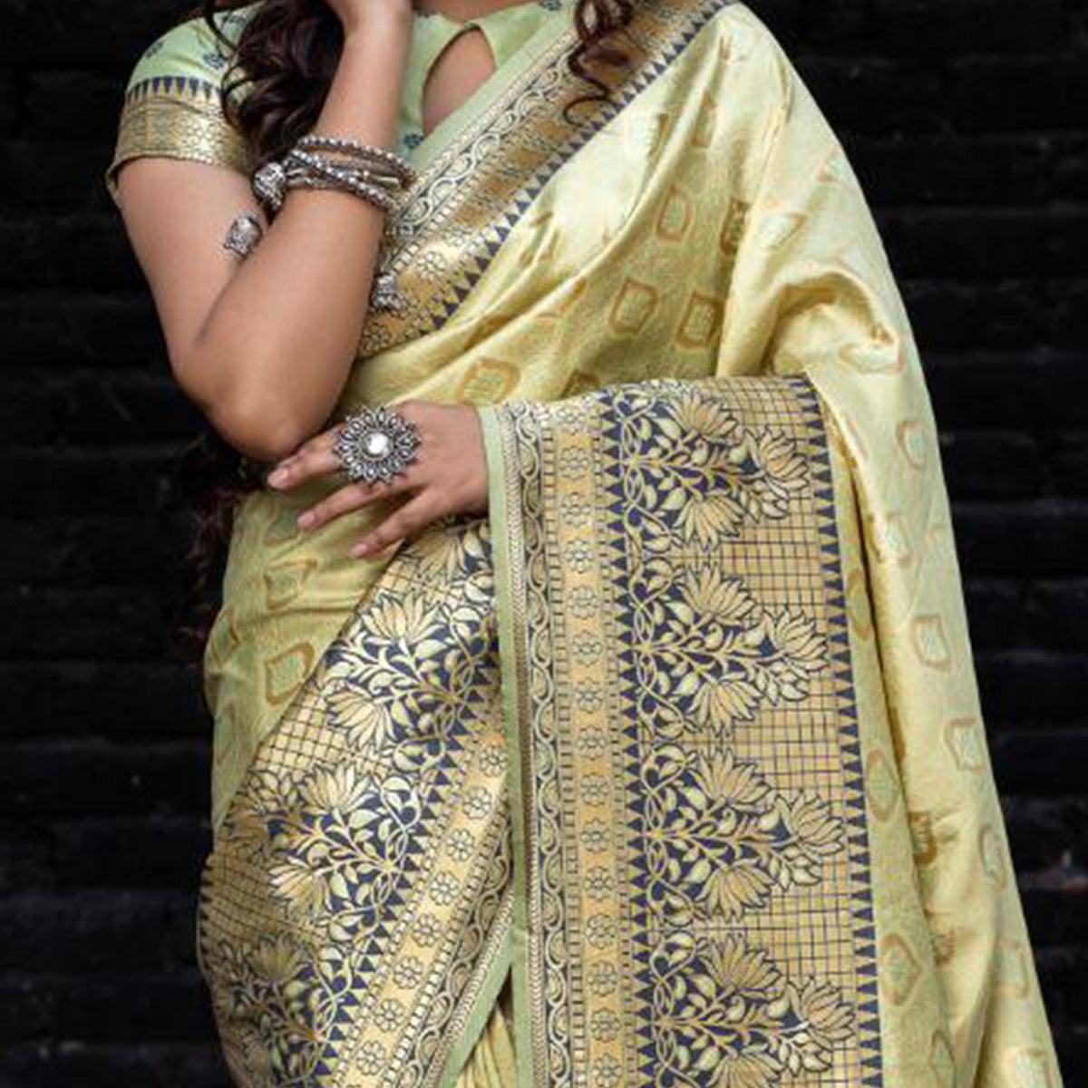 Exotic Pista Colored Festive Wear Woven Banarasi Silk Saree