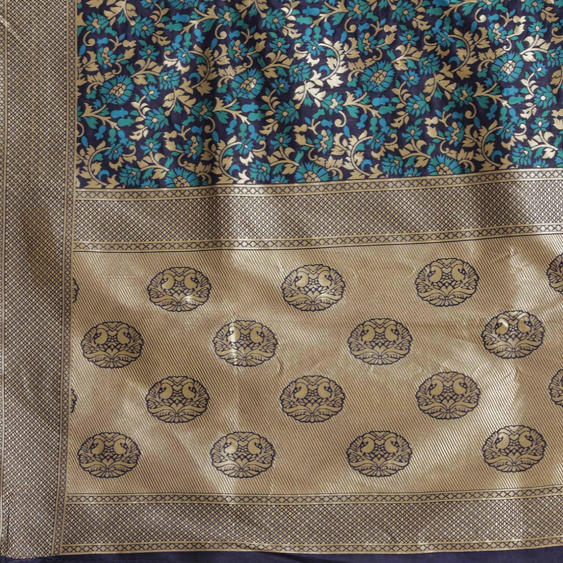 Eye-catching Blue Colored Festive Wear Woven Silk Blend Saree