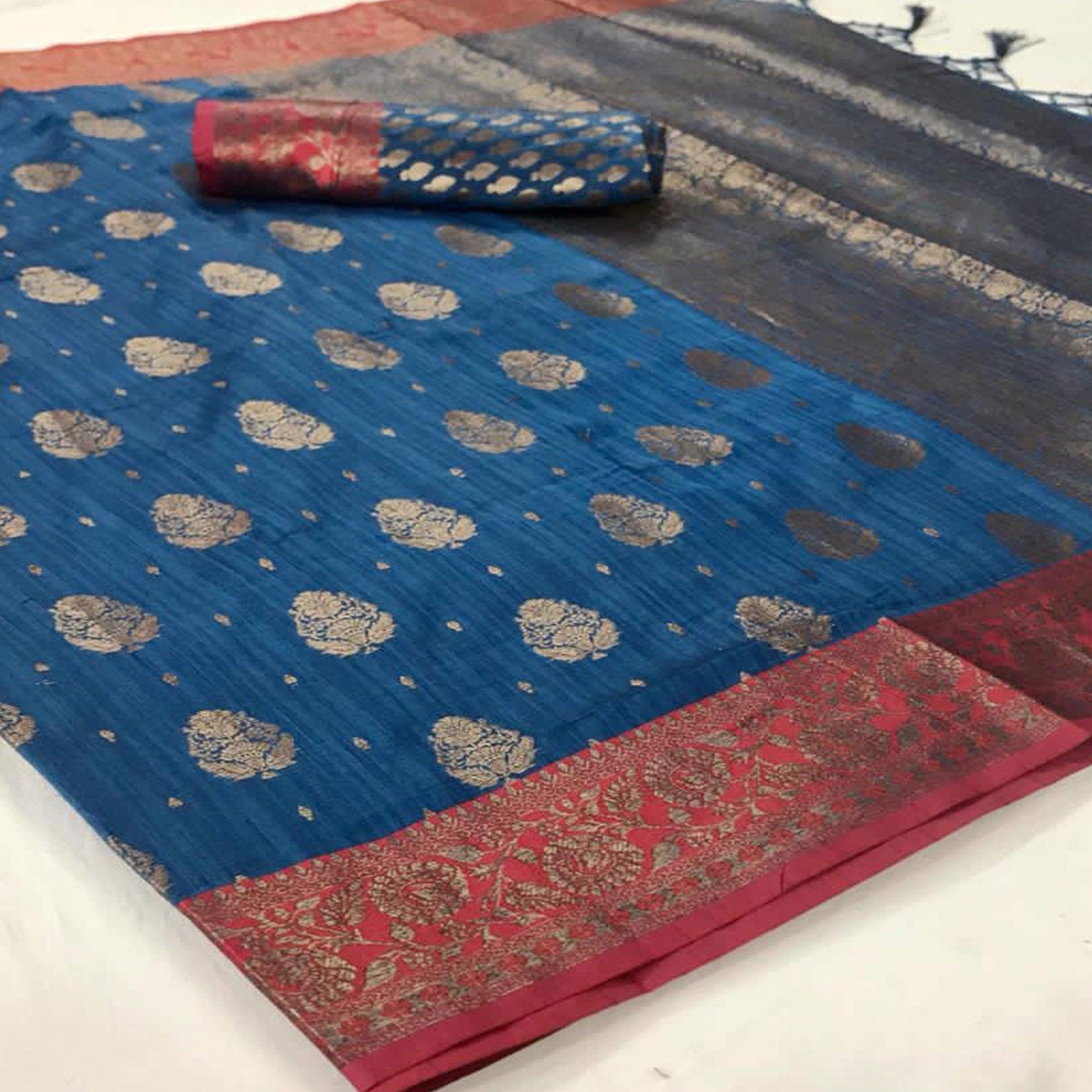 Eye-catching Blue Colored Festive Wear Woven Silk Saree