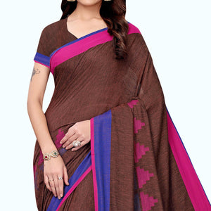 Eye-catching Brown Colored Casual Printed Wear Linen Saree