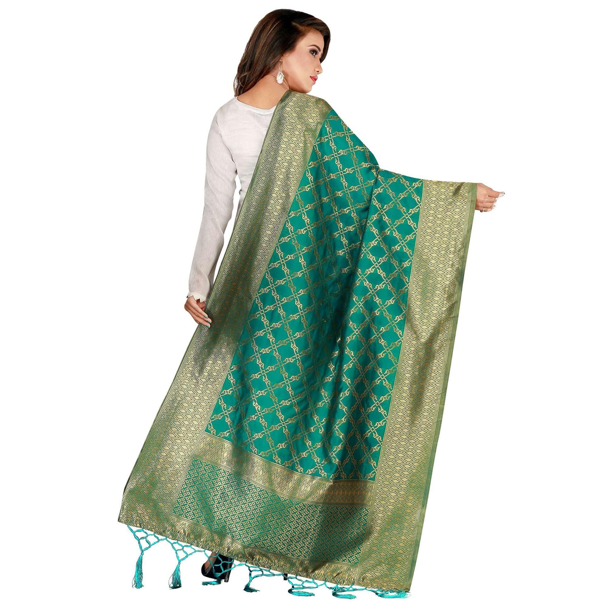 Eye-catching Green Colored Festive Wear Banarasi Silk Dupatta