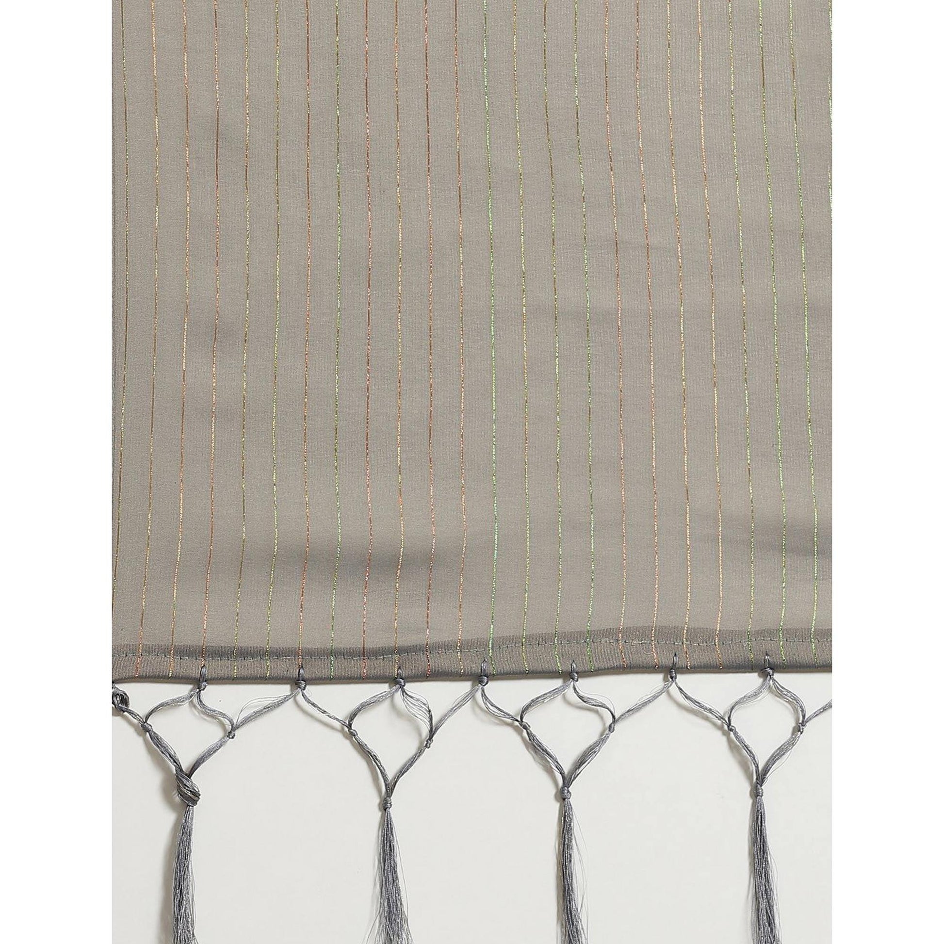 Eye-catching Grey Colored Casual Wear Printed Poly Georgette Saree