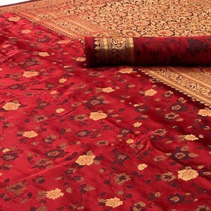 Eye-catching Maroon Coloured Partywear Printed Silk Saree