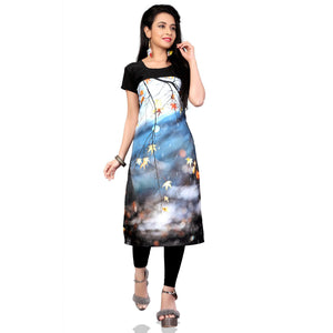 Eye-Catching Multi Colored Casual Printed Crepe Kurti