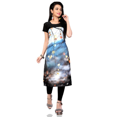 Eye-Catching Multi Colored Casual Printed Crepe Kurti